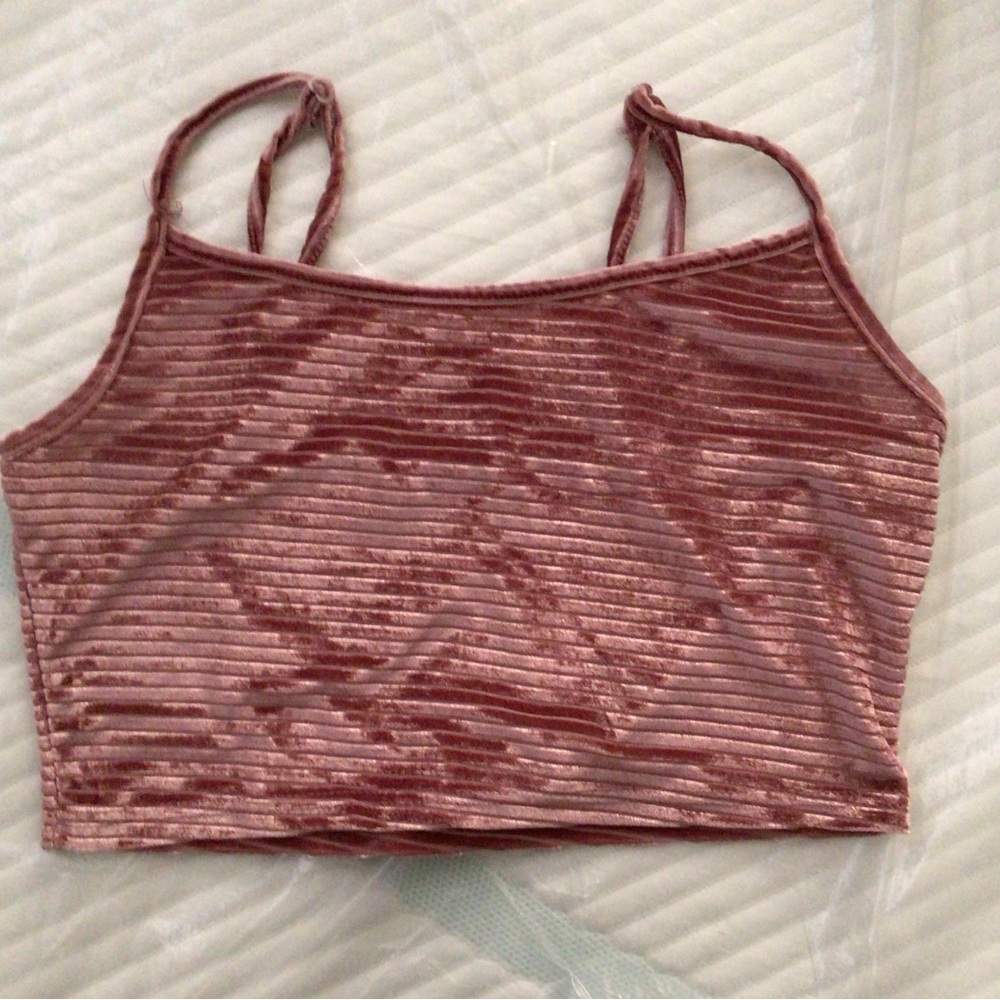 Striped Crop Velvet Cami Top